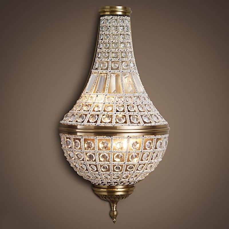 网红法式复古入户水晶客厅餐厅壁灯新古典过道艺术机构软装卧室床