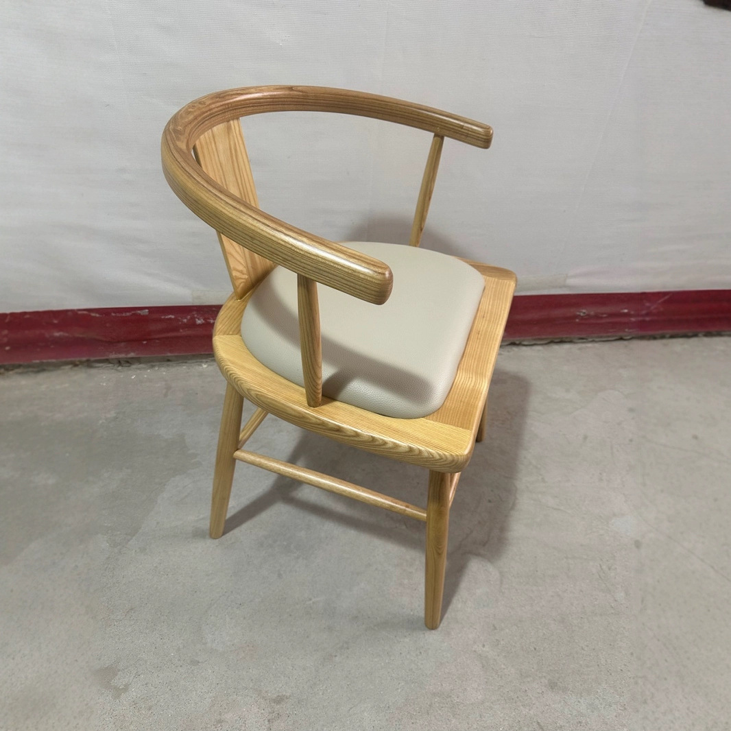 北欧实木餐椅靠背快餐椅现代办公椅家用客厅会客泡茶餐椅带扶手