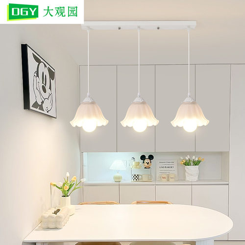 大观园餐厅灯现代简约法式北欧创意花朵三头餐厅灯餐桌饭厅灯L271