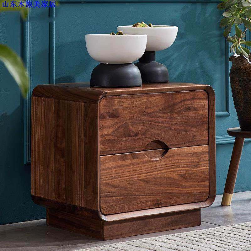 北欧家具实木双抽床头柜黑胡桃木简约现代卧室置物柜小户型边角几,电子元器件市场,电线扎带/束线带,淘宝优惠券,粉丝福利购,淘宝优惠卷