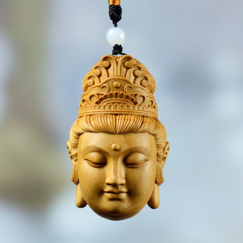 速发黄杨木雕佛像挂玩男士玩身把随手把件雕刻工艺品实木创意观音