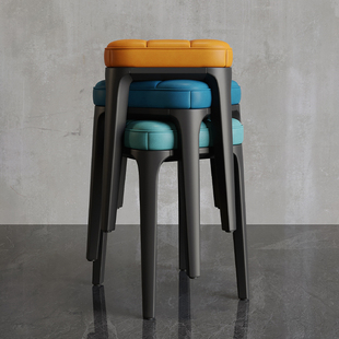 速发塑料凳子家用加厚结实凳叠放高用可简约软包椅子餐桌备板方凳