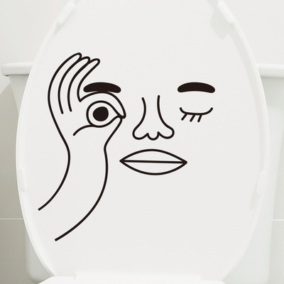 速发浴室卫生饰厕水创意个性表情墙壁瓷砖贴纸马桶贴画所箱盖装间