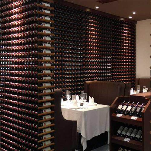 速发实木红酒架大型示庄酒墙葡萄酒展酒柜落酒酒架隔断装饰红地墙