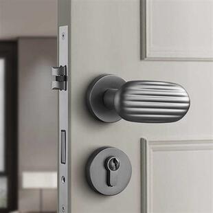 速发睿高轻奢门锁室内磁吸木音两件式 静门把手房门锁具 锁卧室法式