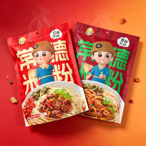 粉小德 常德米粉香辣牛杂/红烧牛肉自选 湖南特产方便米粉462g/袋