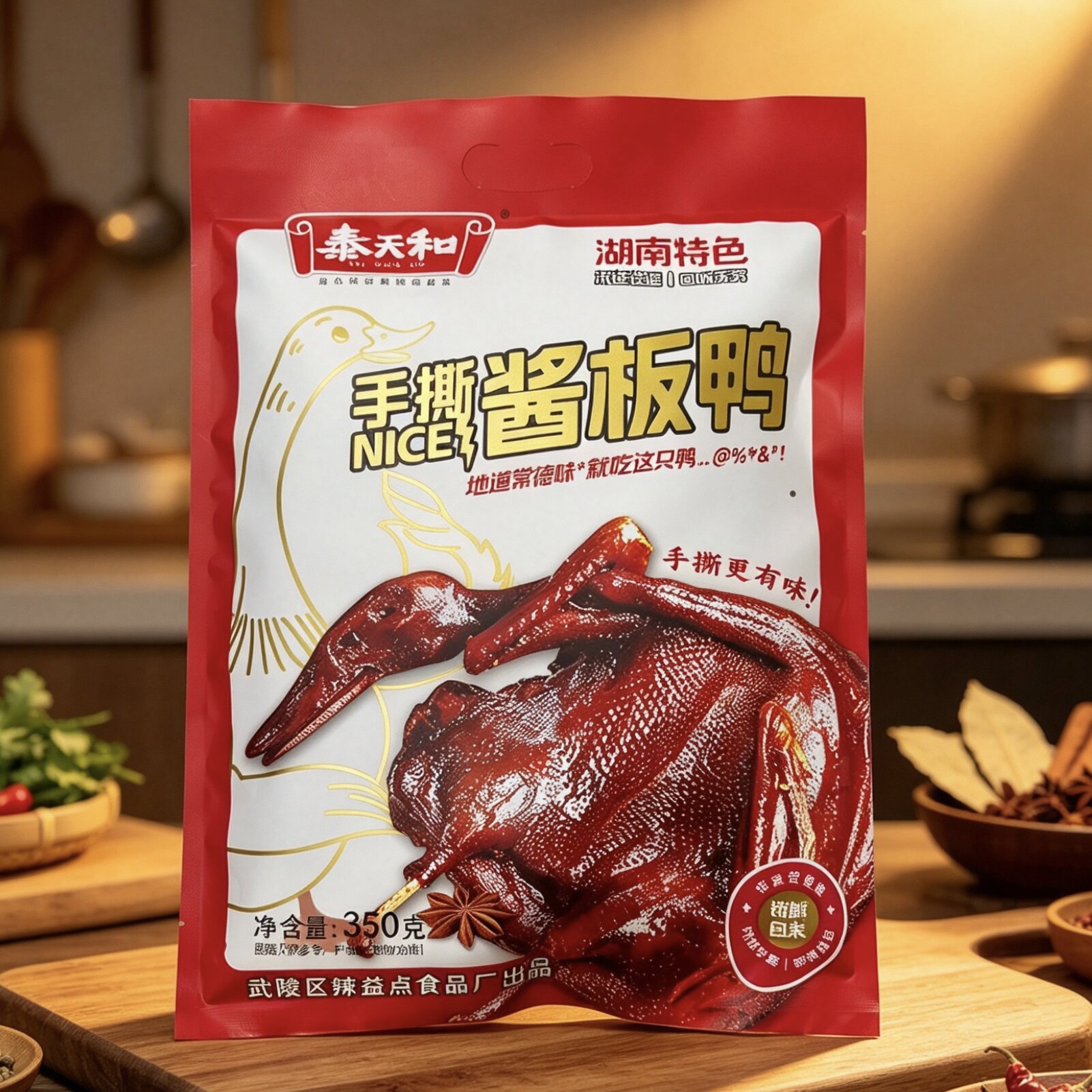 泰天和 手撕酱板鸭 湖南特色地道常德味 锁鲜包装 350g/袋