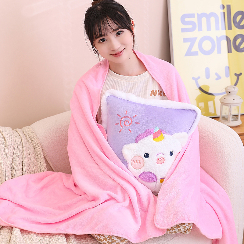 抱枕被子二合一午k休被子两用毛毯汽车车载靠垫靠枕办公室午睡枕