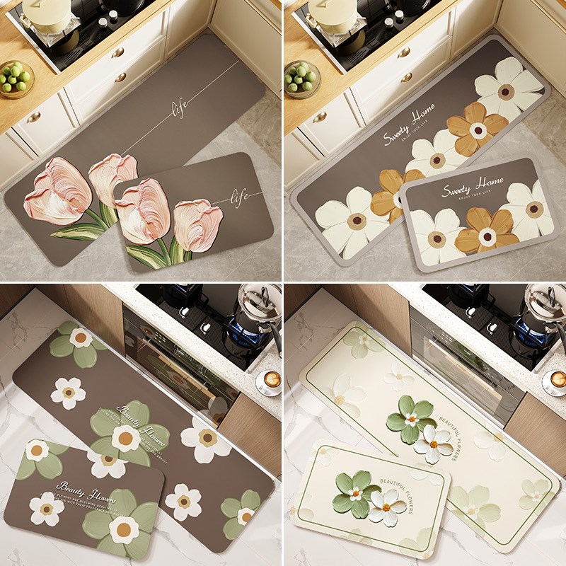 硅藻泥厨房地垫l形防滑防油可擦免洗G吸水垫新款耐脏防水专用地毯