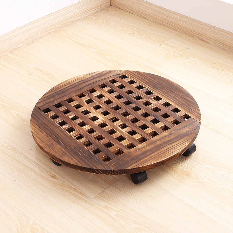 实木置物底座带轮移动家用增高承重花瓶花盆垫底花托花架沥水托盘