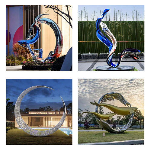 不锈钢雕塑定制户外大型园林景观抽象镜面镂空校园广场金属圆环摆