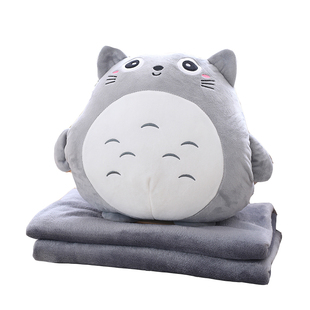 龙猫抱枕被子两用毯子暖手三合一抱枕毯空调午睡枕汽车靠垫捂手枕