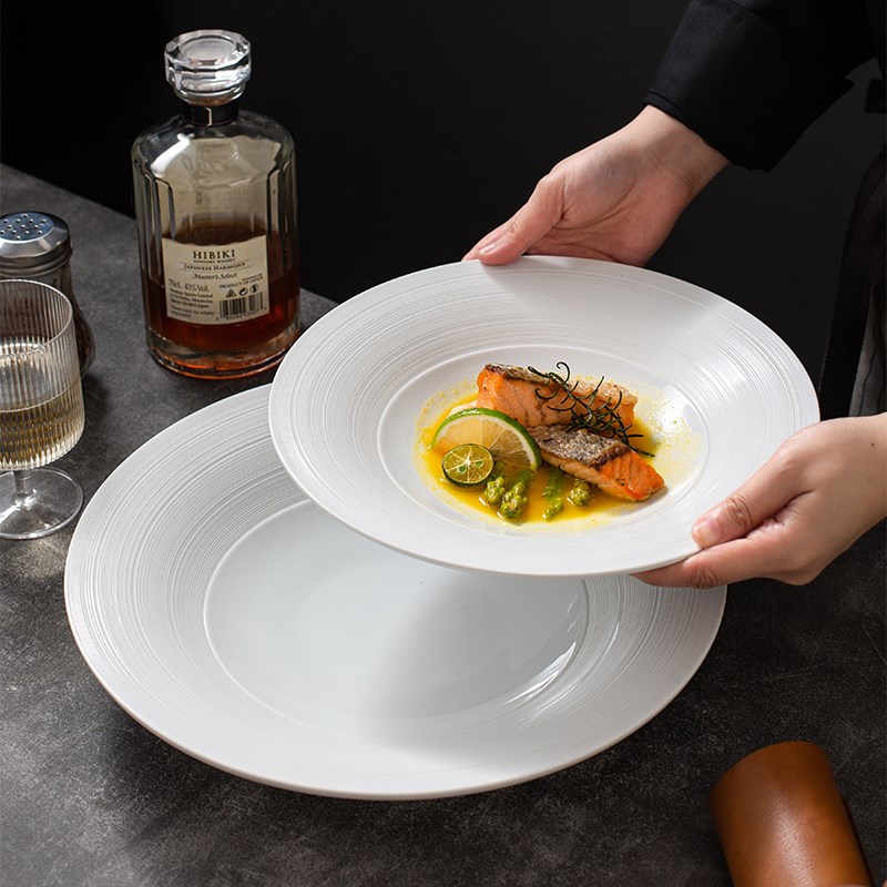 线纹《维f宝大圆碗》白色陶瓷盘子菜盘西餐意面盘汤盘酒店餐具
