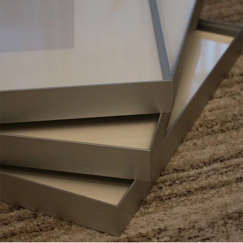 银色铝合金画框装裱留白细边框艺术家居碎布装饰相框摆台定制尺寸