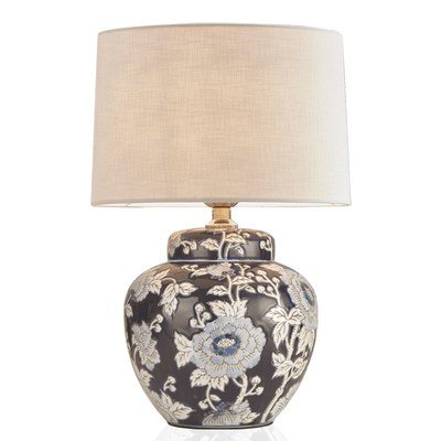 东方巴黎青花瓷浮华牡丹卧室床头灯高级感 彩瓷台灯2024新款