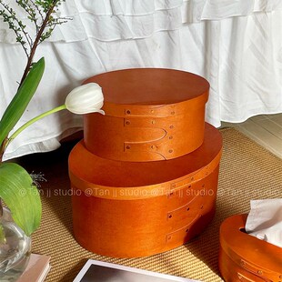 TJJ丨法式复古夏克盒手工木质收纳盒中古小众简约纸巾盒高级椭圆