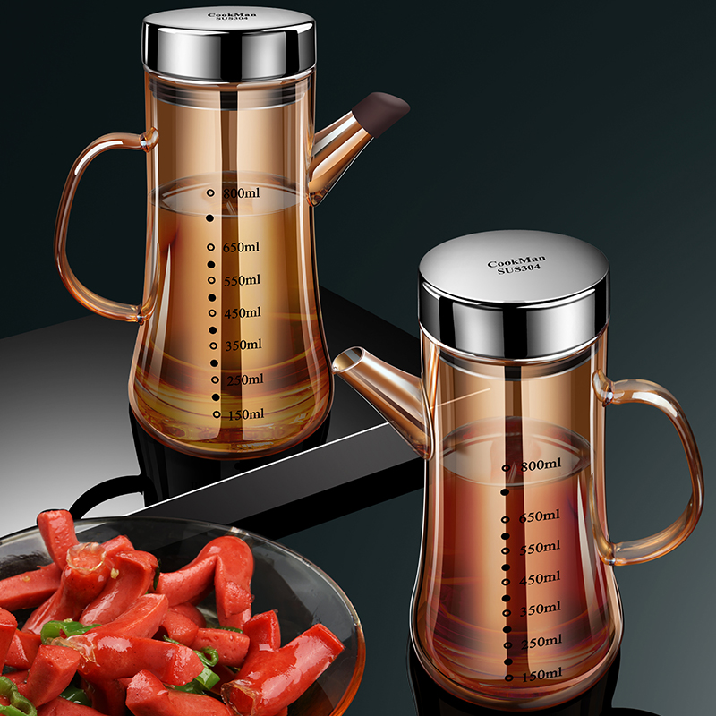 欧式玻璃油壶防漏油瓶厨房家用不挂油装酱油醋Q调料瓶大容量油罐