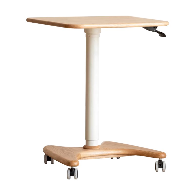 实木书桌站立式可折叠气动u升降学习桌橡木移动床边桌客厅小桌子