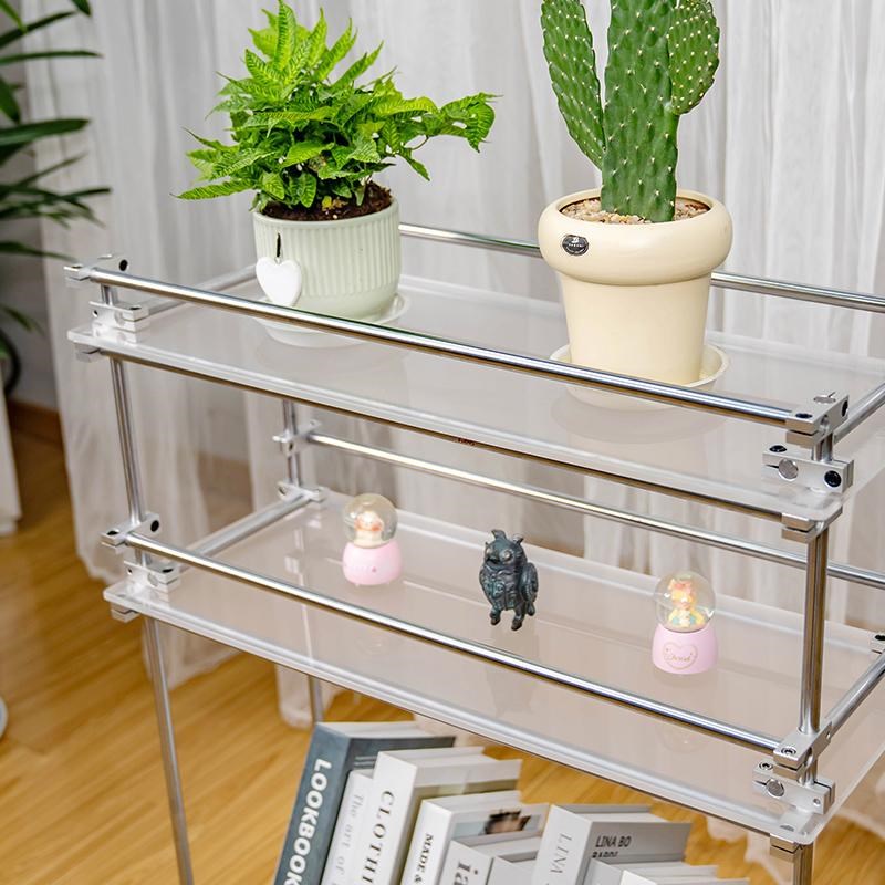 亚克力置物架光轴小o推车简约客厅沙发边几多层收纳展示架花架花