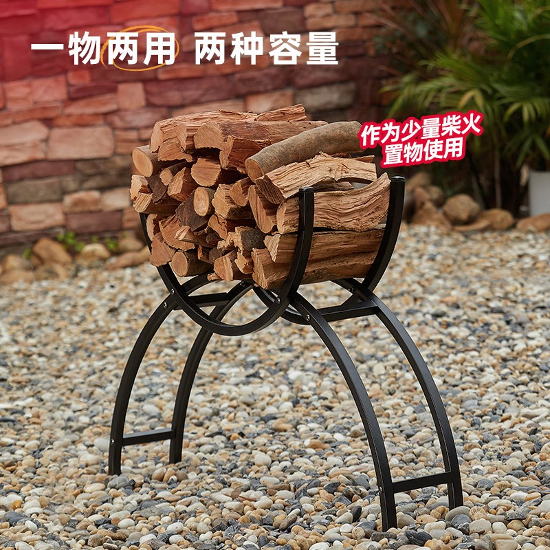 燃客木柴置物架壁炉柴火架子储木架家用铁M艺木材收纳堆放柴篮露