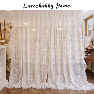 LACESHABBY新款欧式轻奢立体绣花蕾丝百褶小清新窗帘荷叶边窗纱