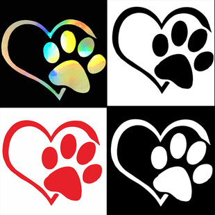 heart paw vinyl deacal车贴反光爱心脚印汽车贴狗狗脚印贴纸