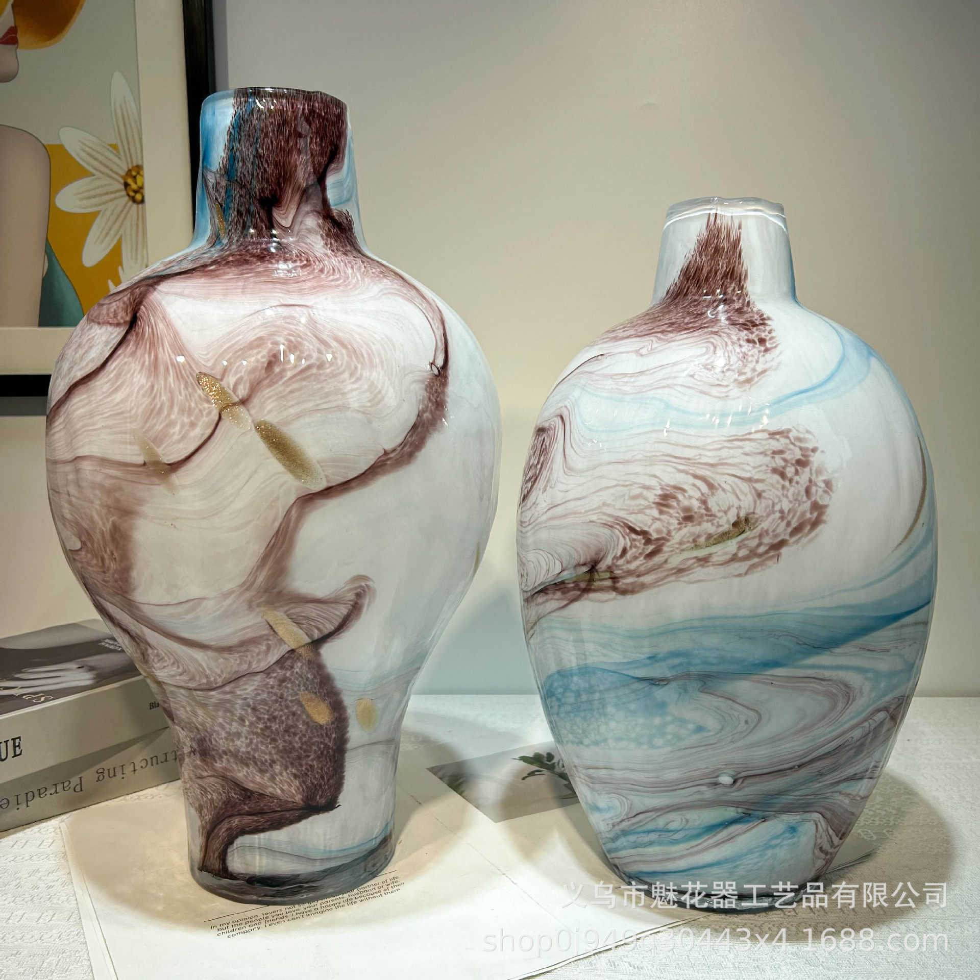 现代高级感不规则石榴琉璃花瓶家居创意摆件样板间插花器高级装饰,电子元器件市场,电线扎带/束线带,淘宝优惠券,粉丝福利购,淘宝优惠卷