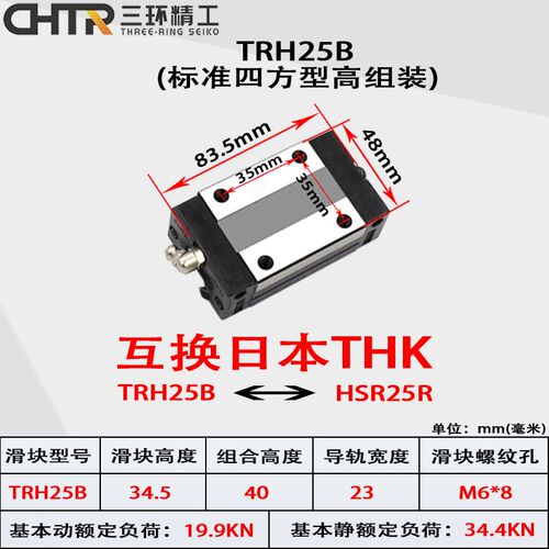 CHTR三环国产互换日本THK直线导轨滑块TRH TRS 15 20 25 30 AC B