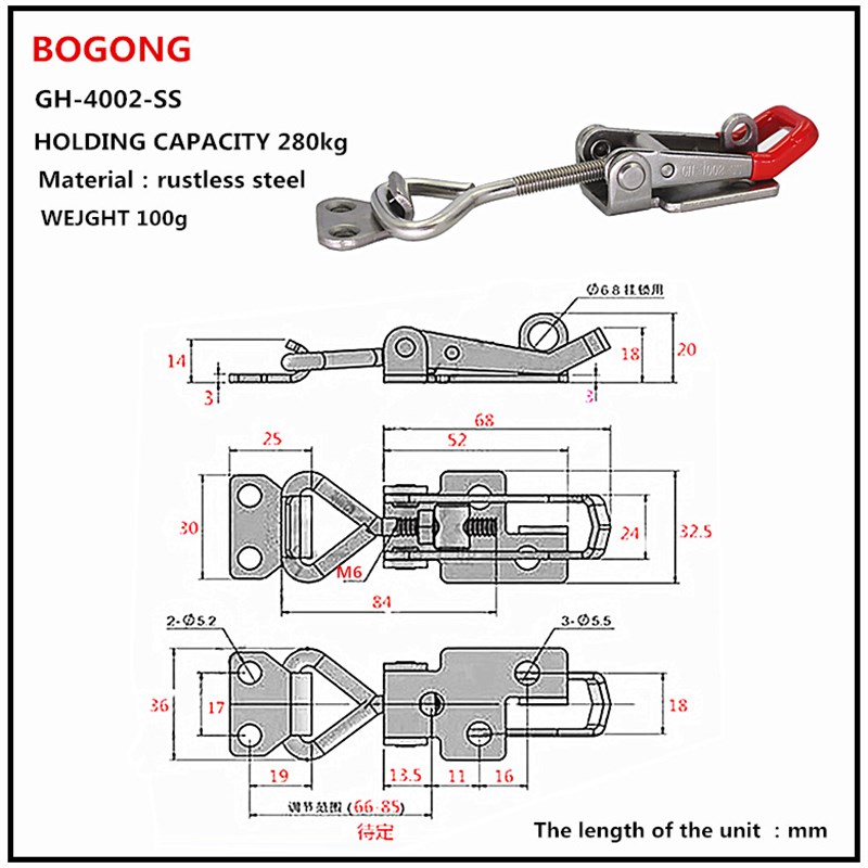 不锈钢门闩式快速夹具锁扣搭扣 JY GTY BRH 4002 金属锁扣 铁箱扣