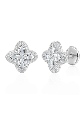 APORRO 四叶草系列璀璨幸运925银满镶设计感轻奢高级耳钉礼物男女