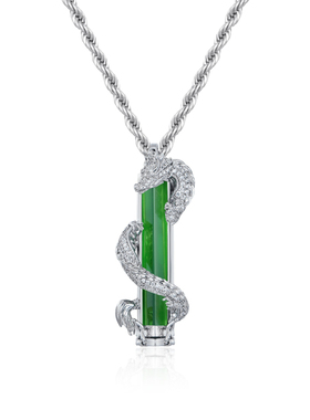 APORRO 龙2系列 盘龙满镶钻玉髓柱高级感吊坠项链 明星同款礼物