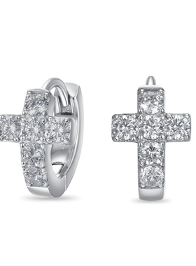 APORRO 满镶钻925银十字架耳环 小众轻奢送礼气质百搭