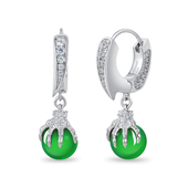 龙2系列龙脊满镶钻玉髓龙珠耳坠925银潮流时尚 APORRO 明星同款