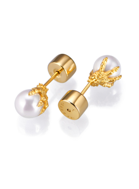 APORRO龙1系列 龙爪贝珠925银耳钉耳饰 轻奢高级小众情侣送礼百搭