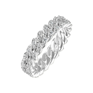 APORRO 925银 莫桑钻满镶单排钻古巴戒指 情侣款送礼时尚轻奢气质