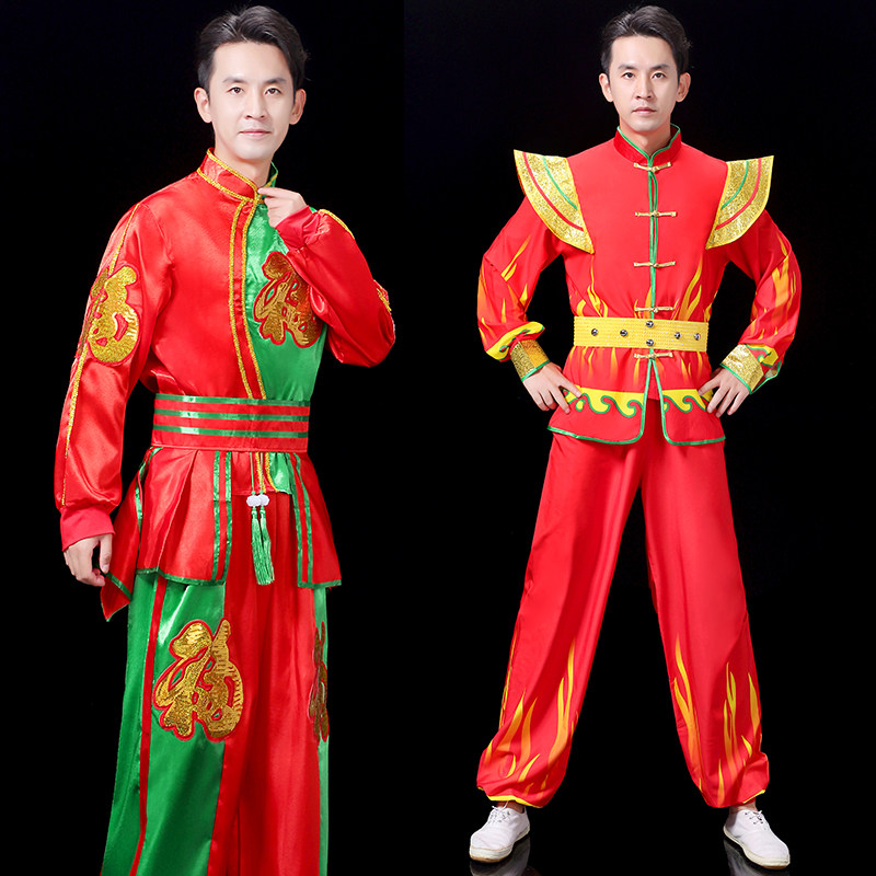 速发国鼓服演出服男士中鼓风开场舞喜庆水打舞秧歌服舞龙舞狮舞蹈