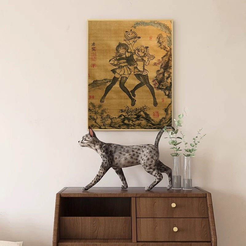 速发恶搞黑丝仕虎仿古画国画客厅装头画唐伯图名画卧室床饰挂画摆