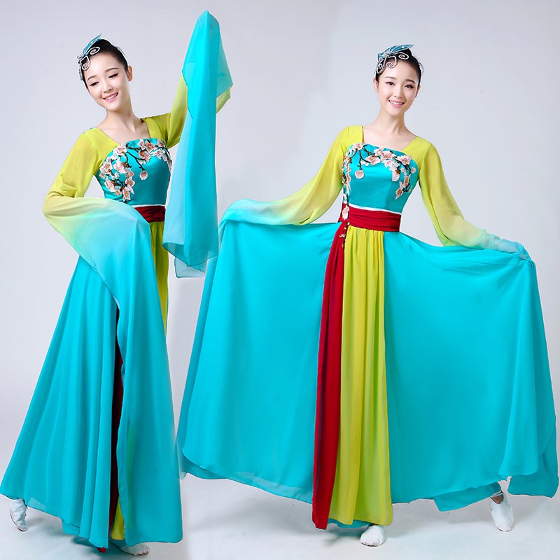 速发水袖古典舞服装飘逸长鸿中国古风汉服采薇演裙舞甩袖表惊服