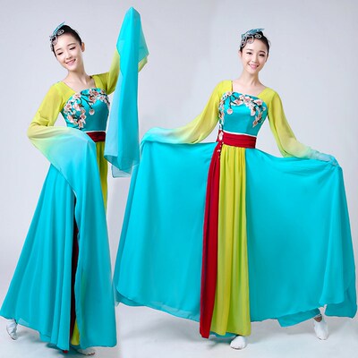速发水袖古典舞服装飘逸长鸿中国古风汉服采薇演裙舞甩袖表惊服