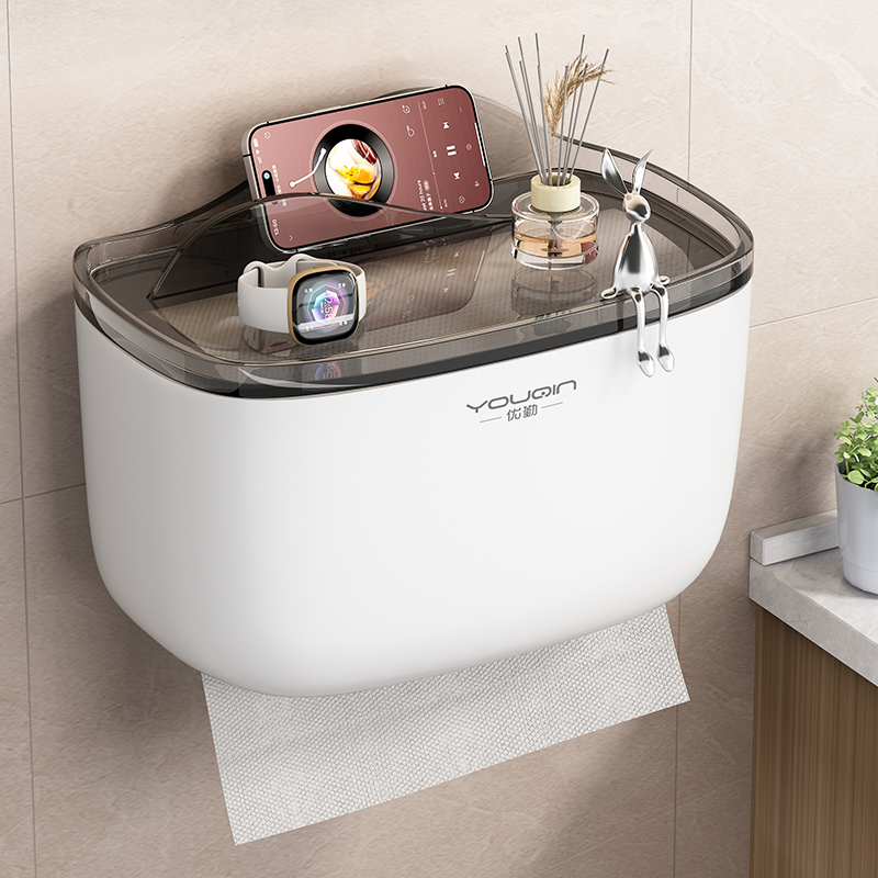 速发卫生间免巾盒壁挂式厕所防水抽纸盒置打孔卫生手纸卷纸纸