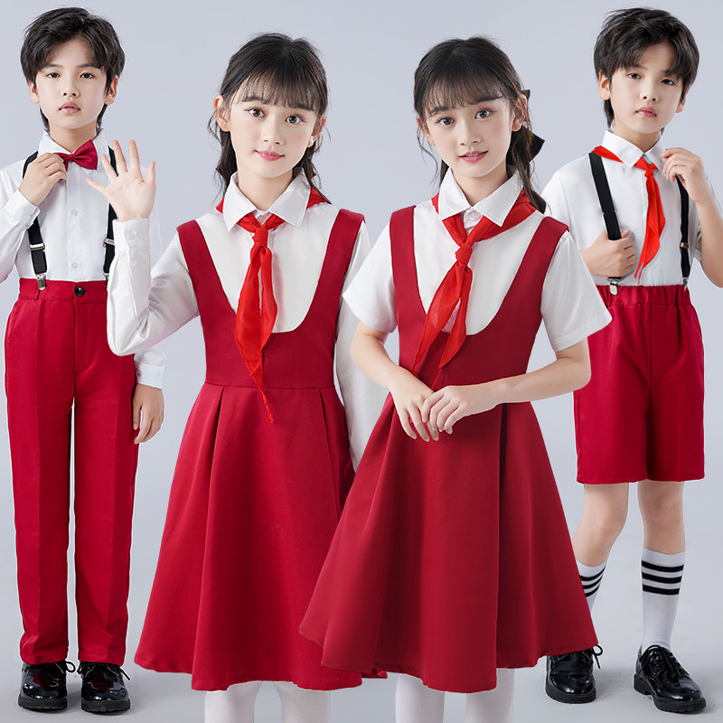 速发儿童爱国演学朗出服童红色合唱口才小诵生演讲国庆比赛服装