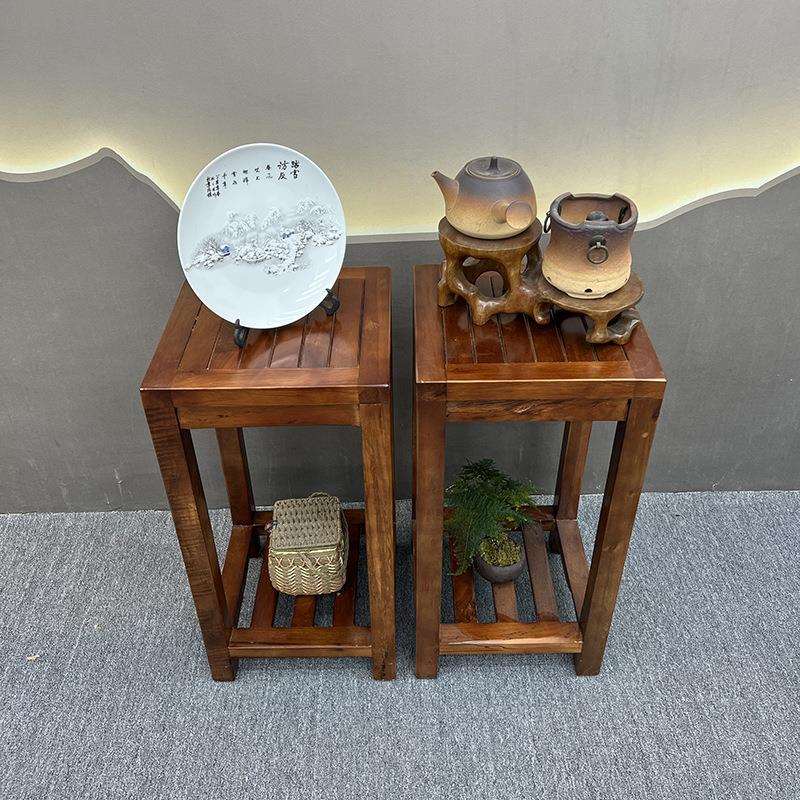 实木花架中式家用置物架客厅盆景架落地花盆架老船木边角架子室内