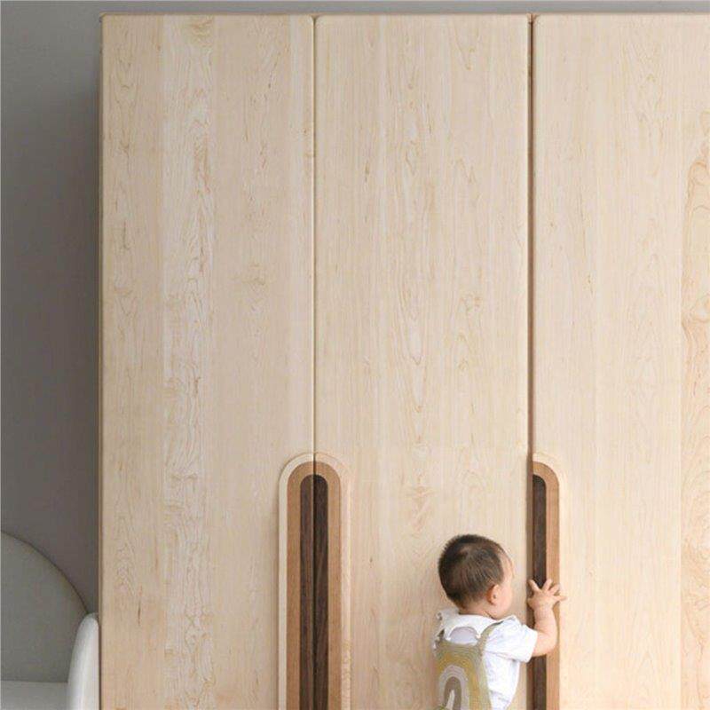 北美硬枫木儿童衣橱复古式简约型日式全实木樱桃木衣柜双门储物柜