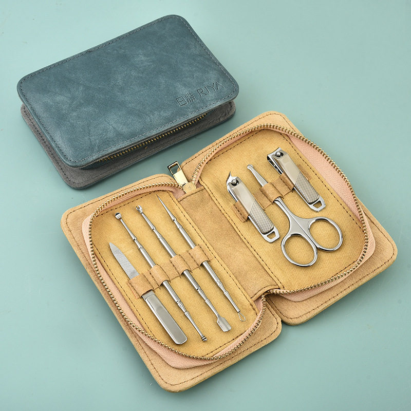 厂家不锈钢指甲刀7件套多用途指甲剪套装便携式皮包美甲工具套装