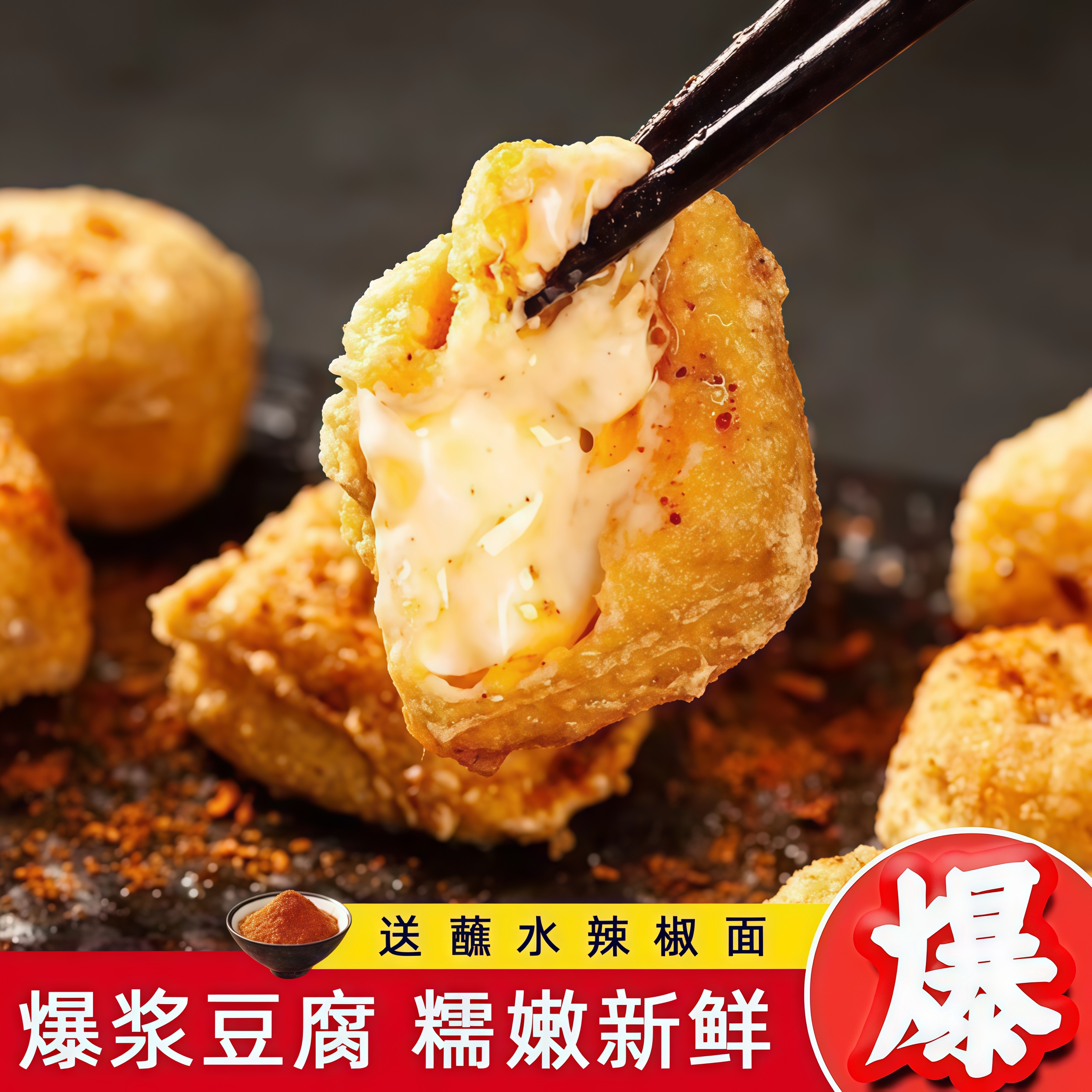 贵州大方特产包浆豆腐脆皮手撕爆浆豆腐干烙锅烧烤小吃配蘸料免泡