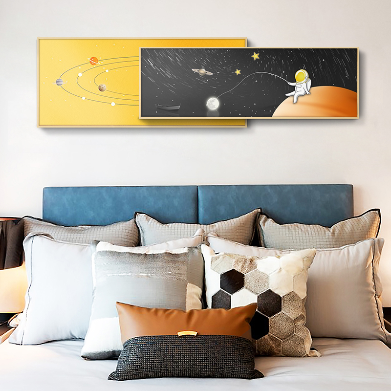 速发简约客厅装饰画抽象两幅叠加卧发背餐墙壁画景厅沙室床头挂画