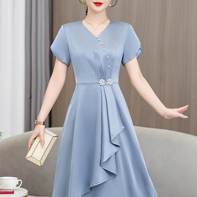 速发喜婆婆婚宴装2024新款结婚妈妈礼服高贵洋气夏年款连衣裙轻季