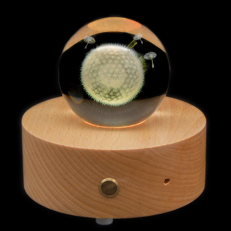 速发水木灯座无线蓝 音箱牙创意实晶球音乐盒工艺品情人节生日礼