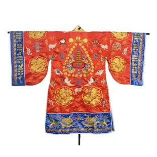 速发新款衣功法衣道正一高龙小袖金丝法六法袍红色精品刺绣道袍