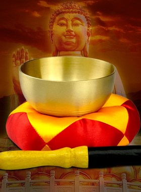 速发铜罄家法用器行击引罄铛子黄铜修打碗铜钵带垫子